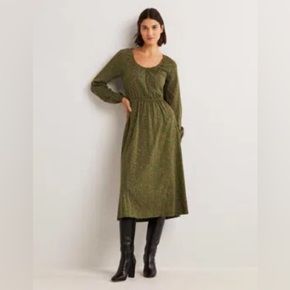 Boden Olive Green Long Sleeve Midi Dress